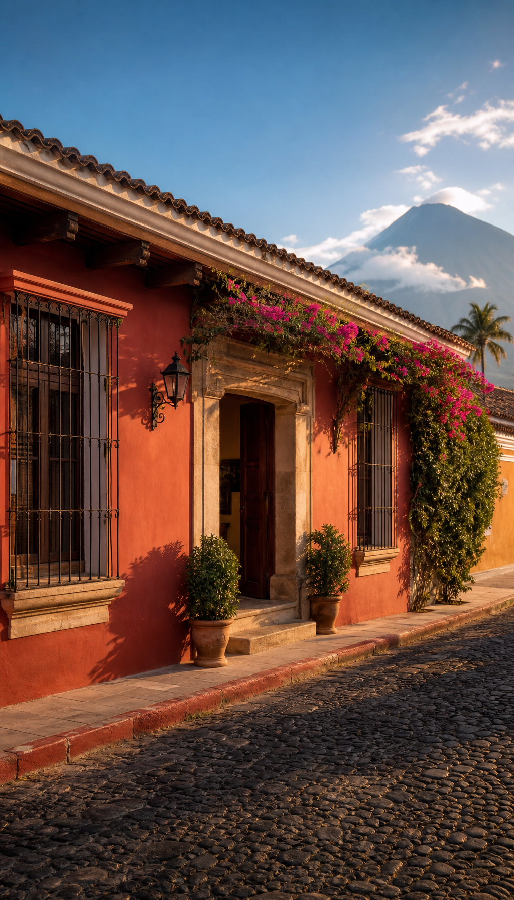 Colonial home for sale in Antigua Guatemala with Volcan de Agua in the background