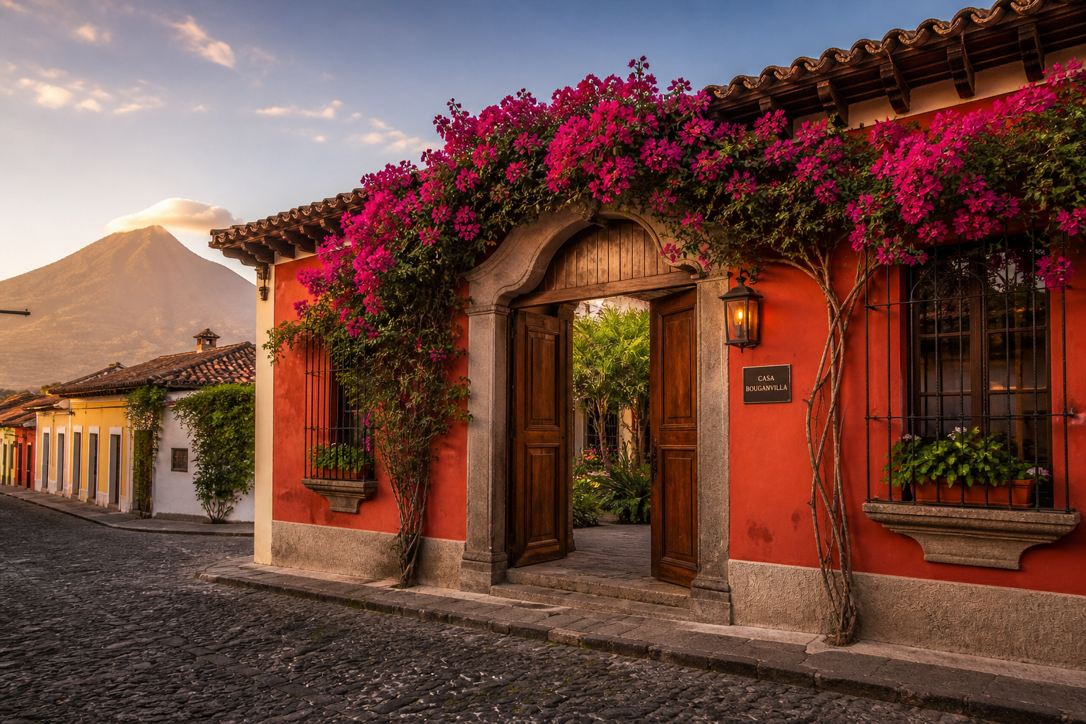 Hermosa casa de vacaciones colonial con vistas a las montañas en Antigua Guatemala