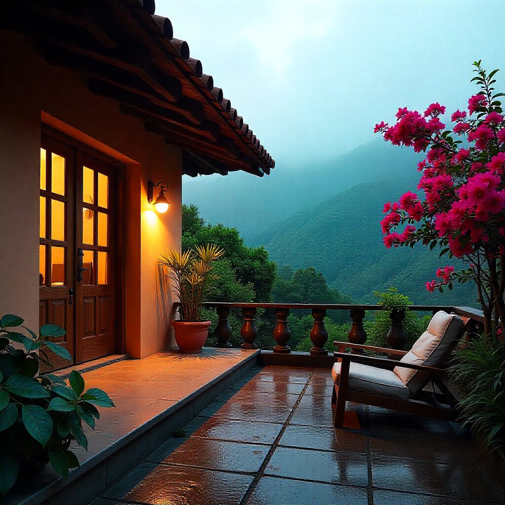 Colorful colonial street in Antigua Guatemala with tax and property investment overlay