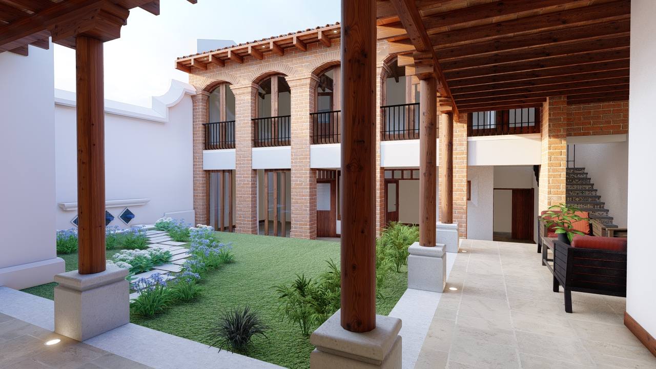 Modern colonial home for sale in Los Apóstoles gated community near Antigua Guatemala with volcano views